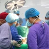 Các bác sỹ Bệnh viện Hữu nghị Việt Đức tiến hành ca ghép cho bệnh nhân. (Ảnh: PV/Vietnam+)